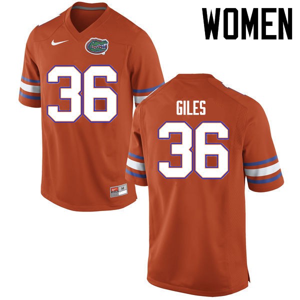 Florida Gators Women #36 Eddie Giles College Football Jersey Orange